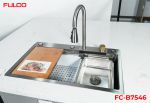 FC-B7546 | BỘ CHẬU VÒI RỬA 1 HỐ THÁC NƯỚC INOX304 XƯỚC MỜ CAO CẤP