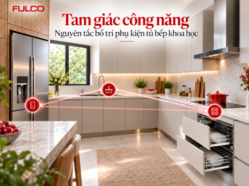 Tam giác công năng – Nguyên tắc bố trí phụ kiện tủ bếp khoa học