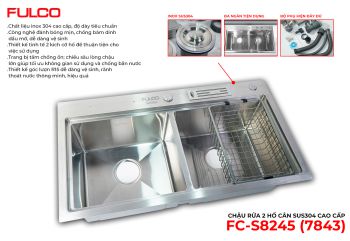 FC-S8245 (7843) | CHẬU RỬA 2 HỐ CÂN SUS304 CAO CẤP