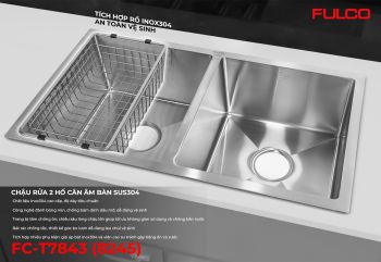 FC-T7843 (8245) | CHẬU RỬA 2 HỐ CÂN ÂM BÀN SUS304