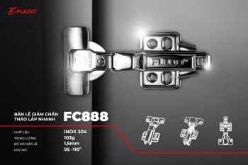 FC888 | BẢN LỀ INOX 304, THÁO LẮP NHANH, GIẢM CHẤN, CAO CẤP
