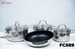 FC589 | BỘ NỒI FULCO CAO CẤP 4 MÓN INOX 304 LIỀN KHỐI 3 LỚP