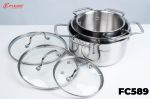 FC589 | BỘ NỒI FULCO CAO CẤP 4 MÓN INOX 304 LIỀN KHỐI 3 LỚP