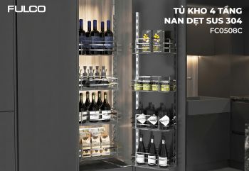 FC0508C | TỦ KHO 4 TẦNG INOX 304 NAN VUÔNG CÁNH MỞ QUAY