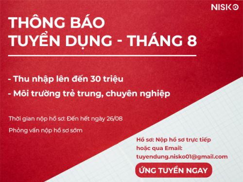 Tuyển dụng tháng 8