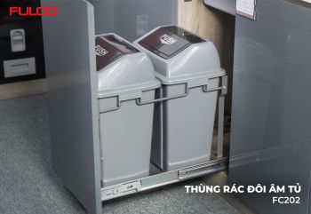 FC202 | THÙNG RÁC ĐÔI GẮN CÁNH RAY GIẢM CHẤN